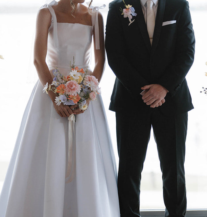 Carolyn Bouquet - Yellow Pink Pastel Wildflowers