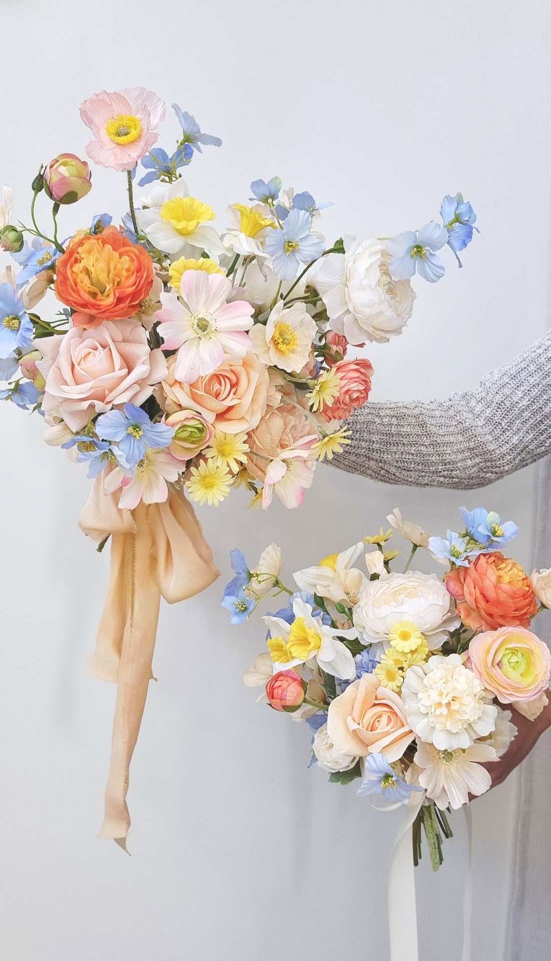 Mary-Jane Bouquet - Peach Yellow Blue Pastels